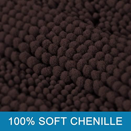 H.VERSAILTEX Bathroom Rugs Bath Rugs for Bathroom Non Slip Bath Mats Extra Thick Chenille Striped Rug 17" x 24" Absorbent Soft Shaggy Washable Dry Fast Bath Mats for Bath Room Floor - Chocolate