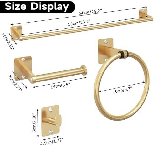 KLJKPA Bathroom Accessories Set, 4-Piece Gold Bathroom Hardware Set
