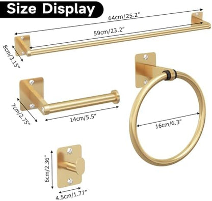 KLJKPA Bathroom Accessories Set, 4-Piece Gold Bathroom Hardware Set