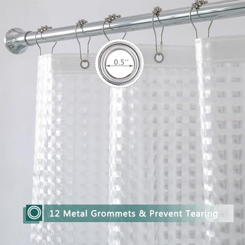 Clear Shower Curtain Liner, 100% Waterproof EVA 3D Shower Curtains with 3 Duty Heavy Bottom Magnets and 12 Rust Proof Grommets, 72x72 Weighted Shower Liner for Shower Stall, Bathtubs