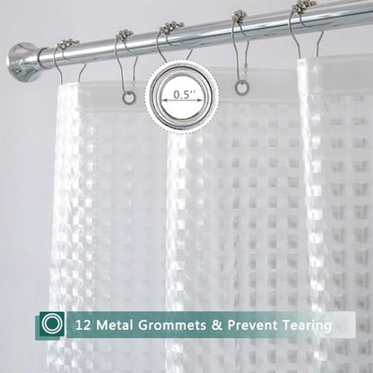 Clear Shower Curtain Liner, 100% Waterproof EVA 3D Shower Curtains with 3 Duty Heavy Bottom Magnets and 12 Rust Proof Grommets, 72x72 Weighted Shower Liner for Shower Stall, Bathtubs
