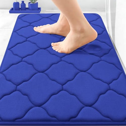OLANLY Memory Foam Bath Mat Rug 30x20, Ultra Soft Bathroom Rugs, Royal Blue