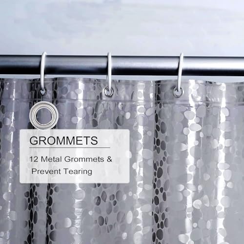 Shower Curtain Liner, 100% Waterproof Eva Shower Curtains with 3 Duty Heavy Bottom Magnets and 12 Rust Proof Grommets, 72x72 Weighted Shower Liner for Shower Stall, Bathtubs