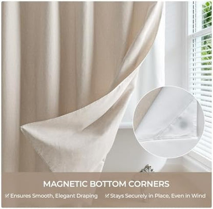 River Dream Linen Textured No Hooks Shower Curtain with Liner,Linen,71x77