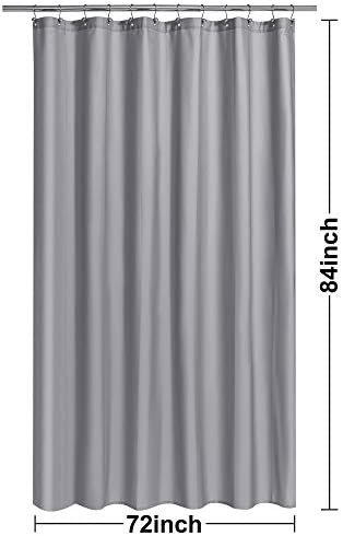 N&Y HOME Fabric Shower Curtain or Liner Extra Long 72 x 84 Inches, Gray