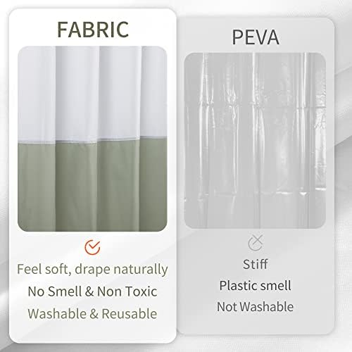 ALYVIA SPRING Waterproof Fabric Shower Curtain or Liner White/Sage, 72x72
