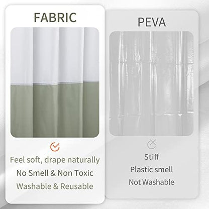 ALYVIA SPRING Waterproof Fabric Shower Curtain or Liner White/Sage, 72x72