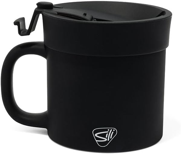 Silipint 16oz Silicone Coffee Mug Tumbler with Flip Lid – Unbreakable Dishwasher Safe Microwave Oven & Freezer Compatible – Cup for Coffee Tea or Cold Drinks (Classic Black) Pack of 1