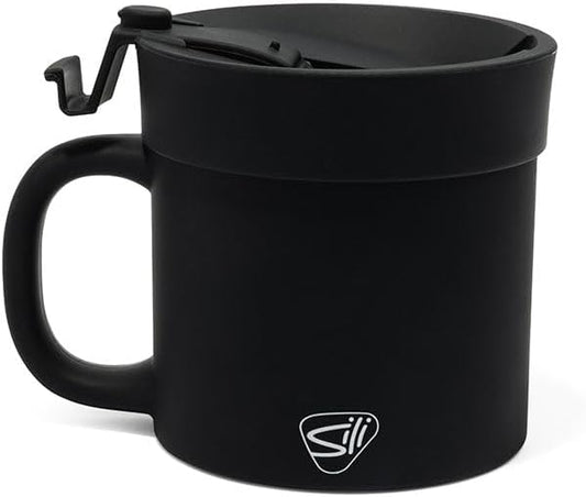 Silipint 16oz Silicone Coffee Mug Tumbler with Flip Lid – Unbreakable Dishwasher Safe Microwave Oven & Freezer Compatible – Cup for Coffee Tea or Cold Drinks (Classic Black) Pack of 1