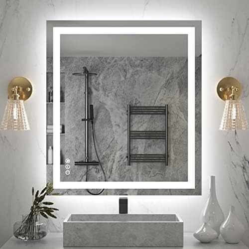 Amorho LED Bathroom Mirror 36"X32" with Front Light and Backlit