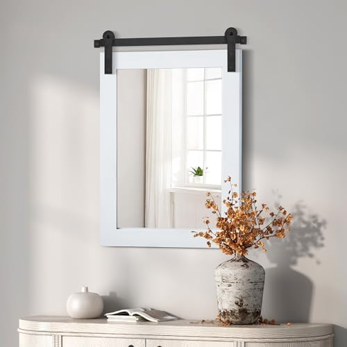 COGOOD Farmhouse Bathroom Mirrors for Over Sink - 30 x 22 Pure White