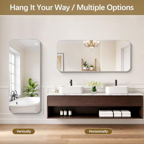 DESBING 55"x24" Bathroom Mirror for Over Sink, Silver Framed Wall Mirror