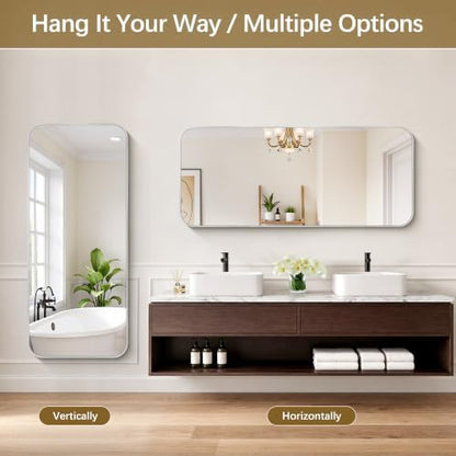 DESBING 55"x24" Bathroom Mirror for Over Sink, Silver Framed Wall Mirror