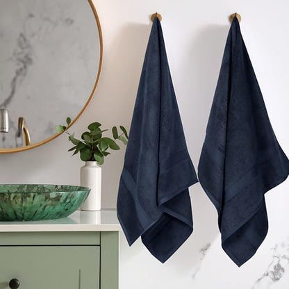 SUPERIOR Egyptian Cotton Plush & Absorbent, Bath Towel Set of 2, Navy Blue
