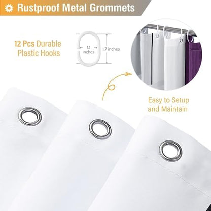 BTTN 72 x 84 Tall Modern Geometric Waterproof Fabric Shower Curtain, Purple