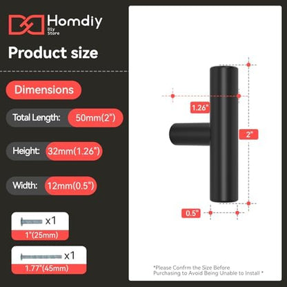 homdiy Black Cabinet Knobs 30Pack Single Hole Drawer Knobs Black Kitchen Drawer Pulls and Knobs Stainless Steel Cabinet Hardware for Bathroom, Cupboard