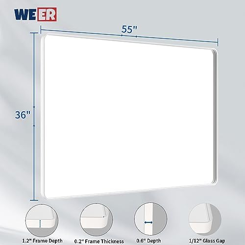 WEER White Bathroom Vanity Mirror 55x36 Inch
