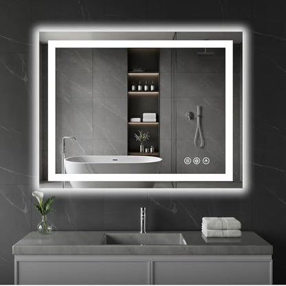 Koonmi 40x30 LED Bathroom Mirror, Shatterproof Mirror with Light
