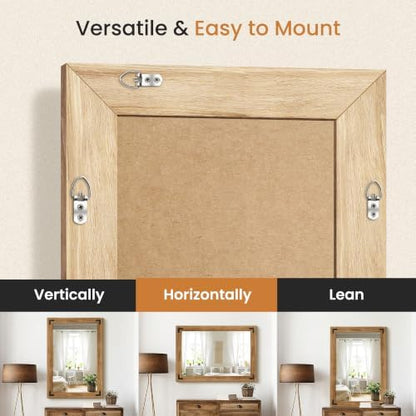 Wood Framed Bathroom Vanity Mirror for Wall, 26"x38" Farmhouse Mirror