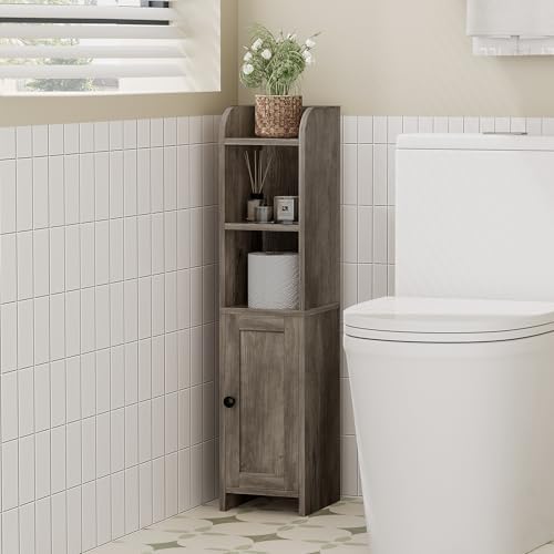 Homhedy Small Bathroom Storage Cabinet, Narrow Toilet Paper Cabinet