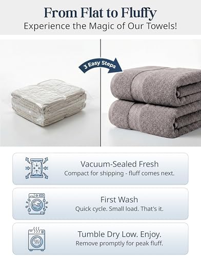 LANE LINEN Bath Towel Set 100% Cotton 24 Piece Soft Absorbent - Platinum