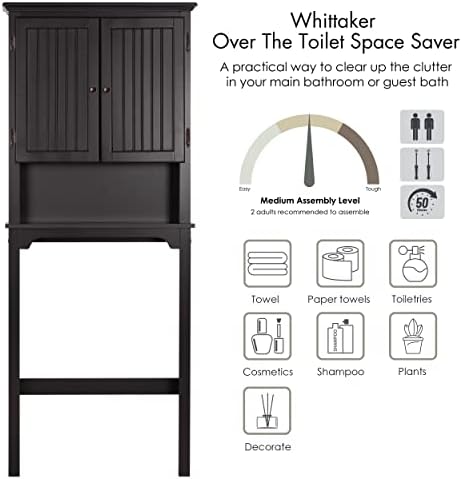 UTEX Above Toilet Storage Cabinet, Bathroom Organizer with Doors, Espresso