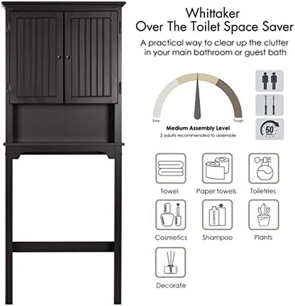UTEX Above Toilet Storage Cabinet, Bathroom Organizer with Doors, Espresso