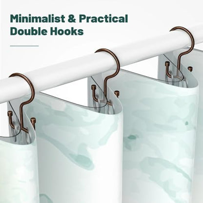 Goowin Shower Curtain Hooks, Shower Curtain Rings, Durable Rust Proof Shower Curtain Hangers, Shower Rings for Curtain, Double Glide Shower Hooks for Shower Curtain, Bronze, 24 Pack-Cylinders