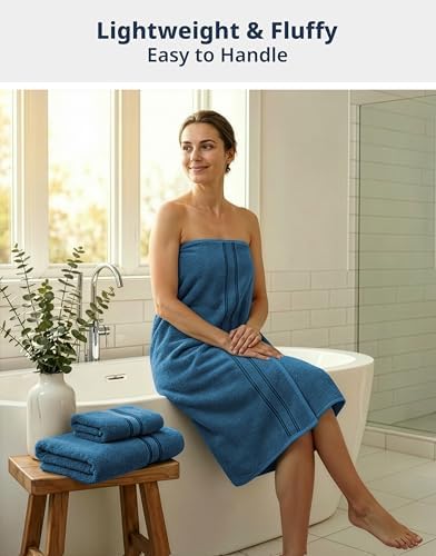LANE LINEN Towel Set Quick Dry 100% Cotton 6 Piece Soft - Sea Port