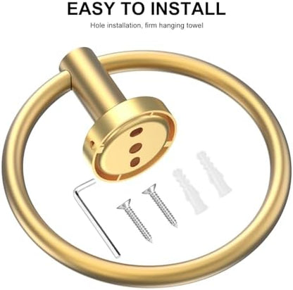 SetSail Towel Holder for Bathroom Wall Brushed Gold Towel Ring, 2 Packs