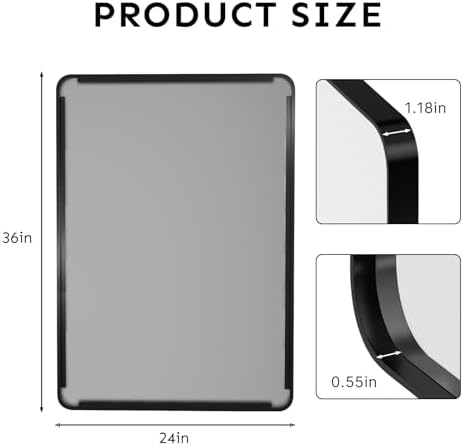 36"x24" Bathroom Vanity Mirror for Wall Aluminum Framed Farmhouse Rectangle