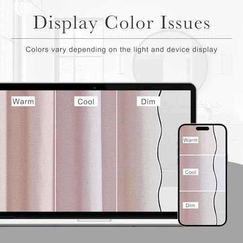 KGORGE Pink Shower Curtain Scalloped, Blush Cute Linen Textured Privacy Boho Heavy Duty Waterproof Washable Shower Curtain Set for Bathroom Home Decor with 12 Metal Hooks, 72 x 72 inches Long