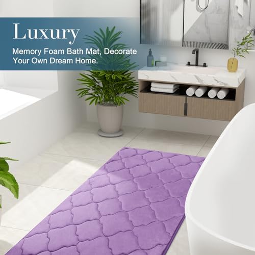 OLANLY Memory Foam Bath Mat Rug 44x24, Ultra Soft Bathroom Rugs, Lavender