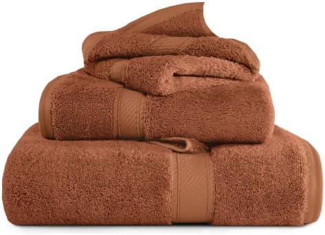 SUPERIOR Egyptian Cotton Ultra Plush & Absorbent, 3 Piece Set, Rust