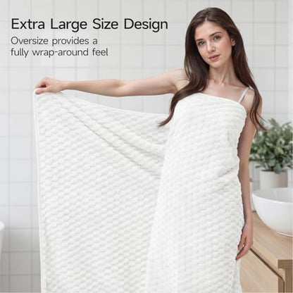 REDKISS White Microfiber Towels Set of 6-35x70 Inches Oversized Bath Sheets, Extra Large Bath Towels Set of 6 for Adults, Super Soft Quick Dry Lint Free Absorbent Waffle Microfiber Shower Towels