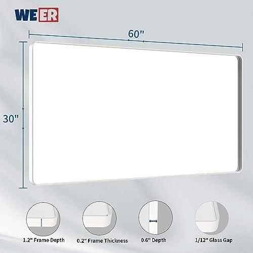 WEER White Bathroom Vanity Mirror 60x30 Inch