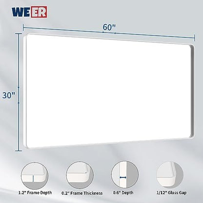 WEER White Bathroom Vanity Mirror 60x30 Inch