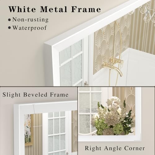 White Framed Bathroom Mirror 24x36, White Vanity Mirrors for Wall
