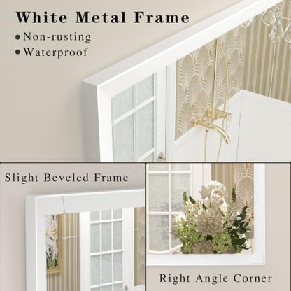 White Framed Bathroom Mirror 24x36, White Vanity Mirrors for Wall