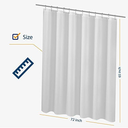 N&Y HOME Short Fabric Shower Curtain Liner 72 x 65 Shorter Length, White