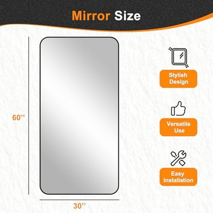 Delma Bathroom Vanity Mirror, Black Framed Mirror for Over Sink, 30x60