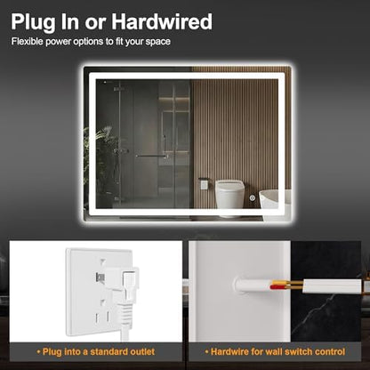 LED Bathroom Mirror with Lights, 30 x 40 Lighted Vanity Wall Mirror