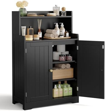 Gizoon Small Bathroom Storage Cabinet, Freestanding Organizer, Black