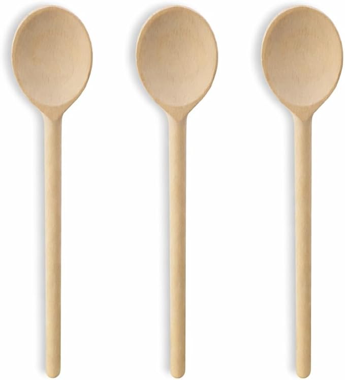 10 Inch Handcrafted Wooden Spoons for Cooking - Set of 3 Premium Cooking Utensils Set with Spoon Rest, Ideal for Wood Craft Projects, Wooden Craft Spoon, Craft Spoon, Wood Craft Set
