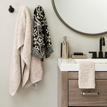 SKL Home CloudSoft/Amherst Medallion Bath Towel Set-6pc, Oatmeal/Black