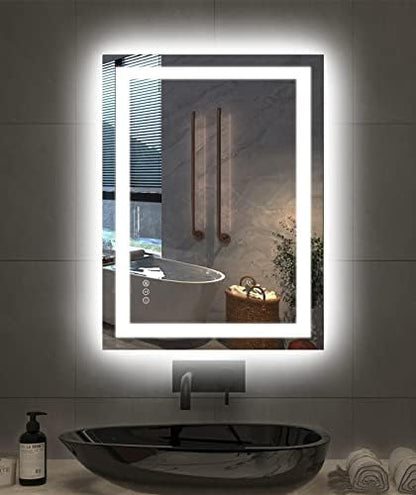 Amorho 24"X32" LED Bathroom Mirror with Lights, Front Lit and Backlight