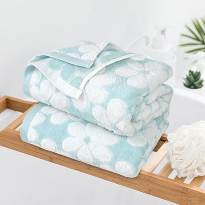 Cotton Towels for Bathroom Decor with Floral Jacquard
