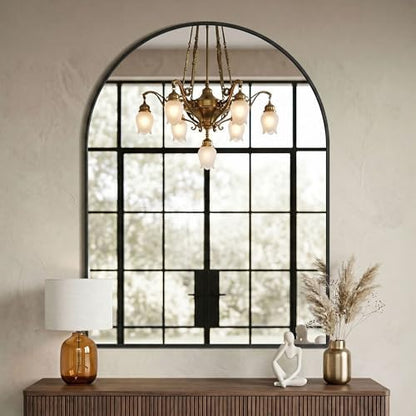 AMOISE Arched Bathroom Mirror for wall, 40"x30" Vanity Mirror, Black