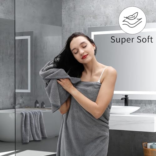 8-Piece Gray Bath Towels Set,2 Oversized Large Bath Towels Sheet,2 Hand Towels and 4 Washcloths - 600 GSM Soft Luxury Towel Set,Highly Absorbent Quick Dry Towel Collection for Bathroom,Hotel and Spa