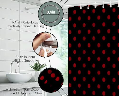 Polka Dot Shower Curtain Bathroom Decor 70x70 Inch with 12 Hooks,